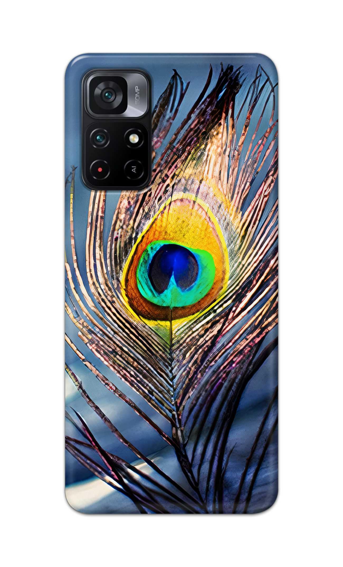 PRINTFIDAA® Printed Hard Back Cover for Mi Poco M4 Pro 5G Back Cover (Peacock Feather) -190724(DL)