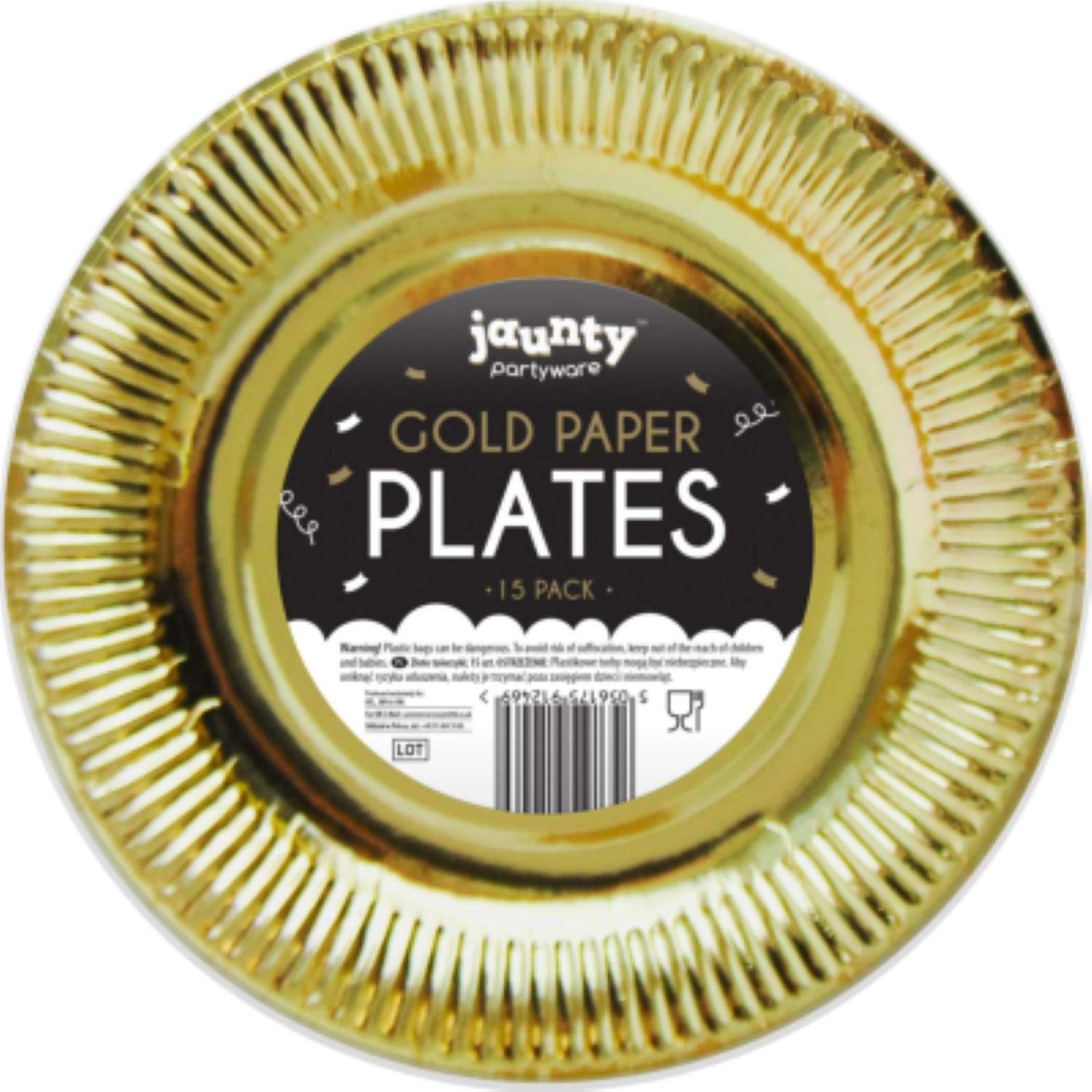 Lot de 15 assiettes en papier rondes dorées (diamètre 22,9 cm)