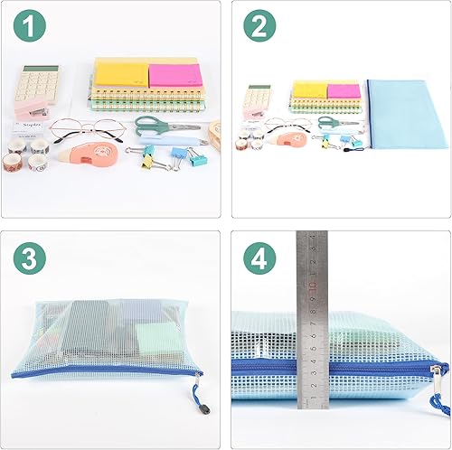 Miniatura 7 de EOOUT 16 bolsas de malla con cremallera bolsas con cremallera para organizar bolsas impermeables con cremallera tamaño carta tamaño A4 para