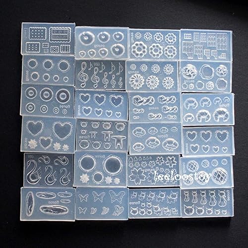 Molde de silicona para donas de alimentos de tamaño pequeño, 24 unidades, moldes de resina con forma de corazón de gato