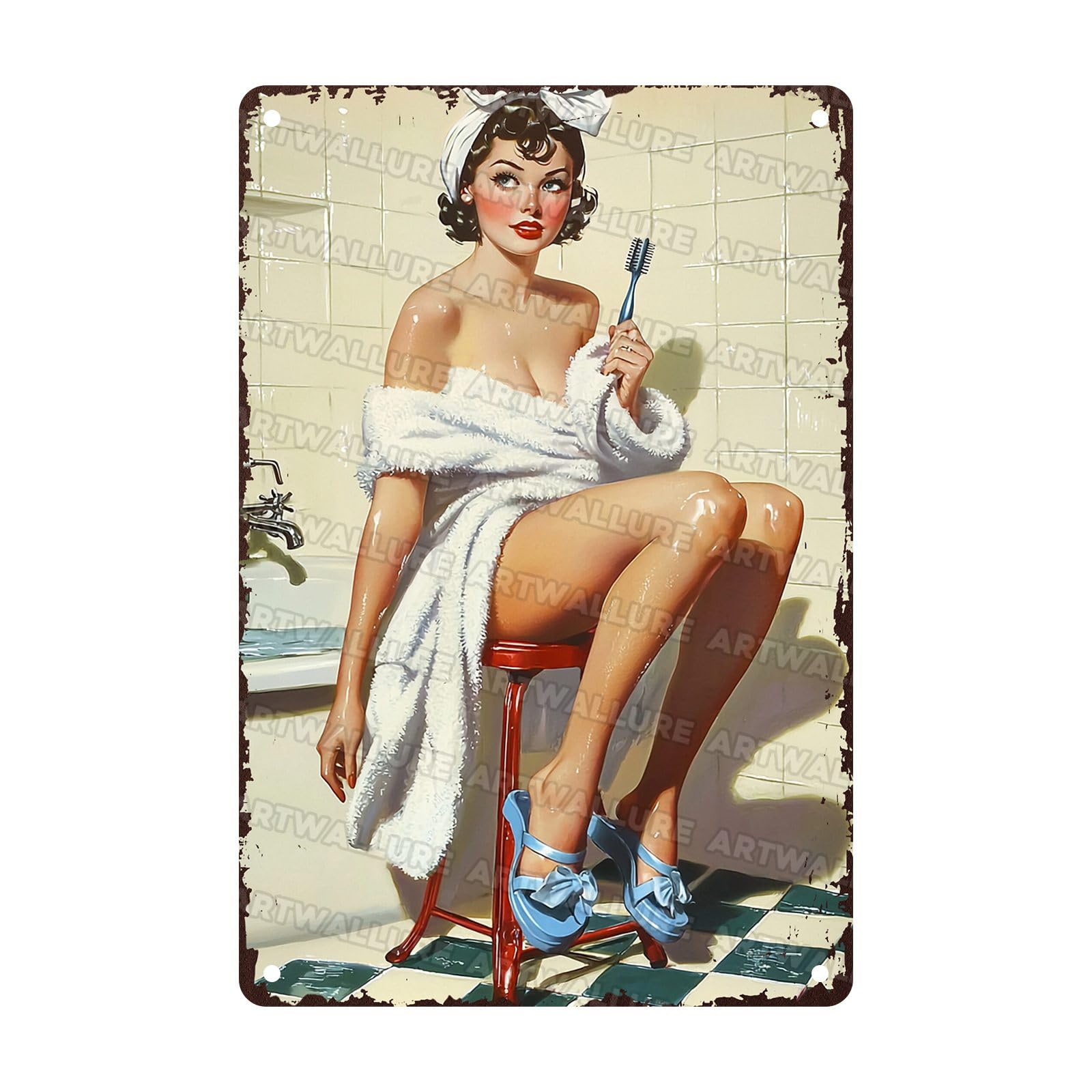Funny Toilet Decor Metal Tin Sign Vintage Rustic Wall Art Bathroom Humor Retro Iron Plaque Unique Gift Home Office Poster 8X12Inch