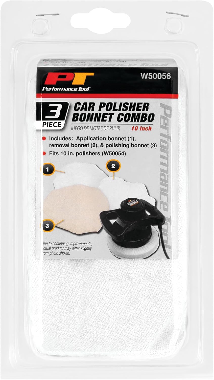 Performance Tool W50056 3-Piece Bonnet Set for Polishing, Application, and Removal - Compatible with Most Polishers