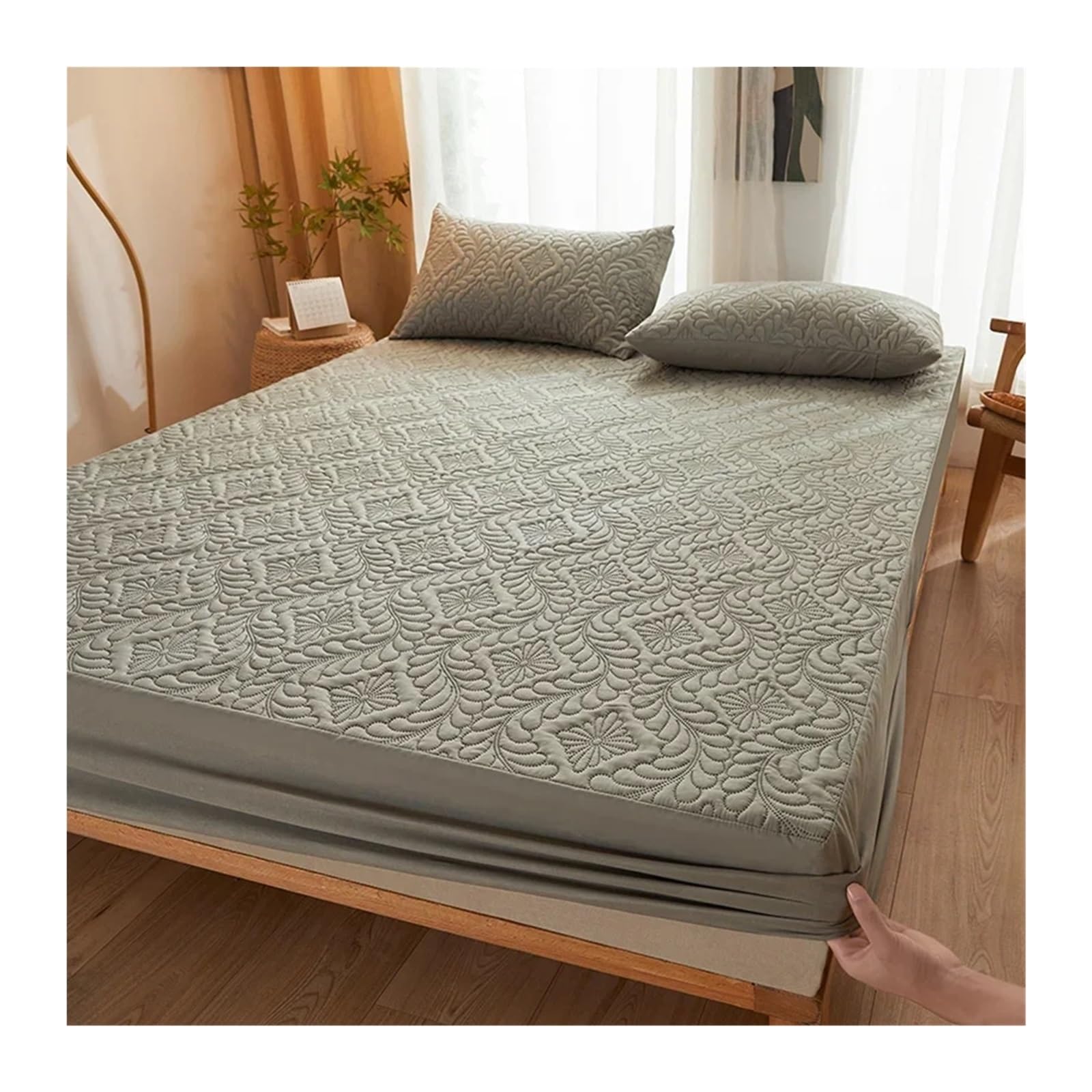 Fundas de colchón Impermeables, sábanas Ajustables con Funda elástica (no Incluye Almohada) para ColchóN(Grey,120x200x28cm)