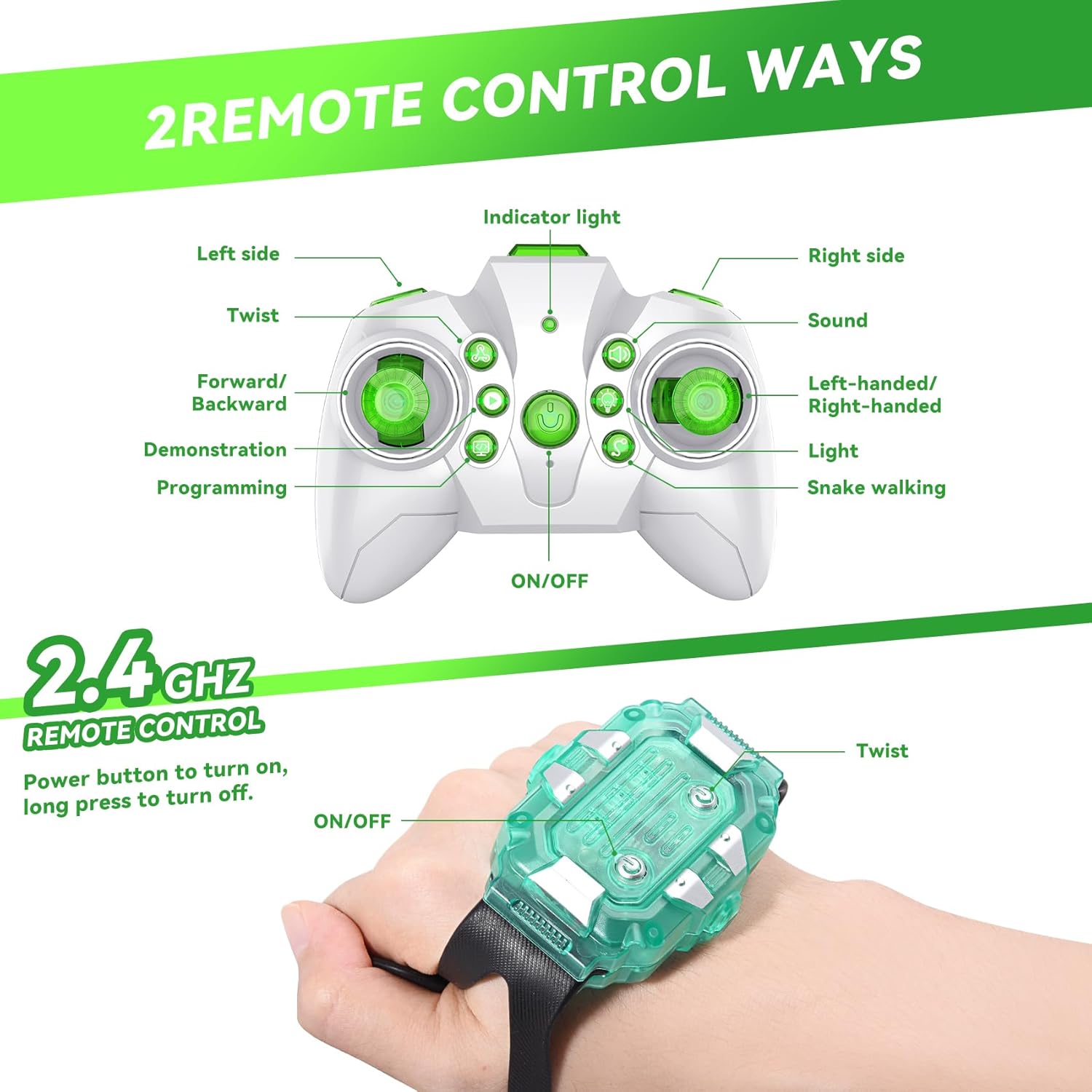 Gesture Sensing RC Stunt, Remote Control Car 360° Rotating 4WD 2.4Ghz RC Cars Transform Hand Controlled Car Toys with Light & Music, Best Gifts for Boys Age 6-7 8-12 Green image 8 of 8 B0DHG8B3XC