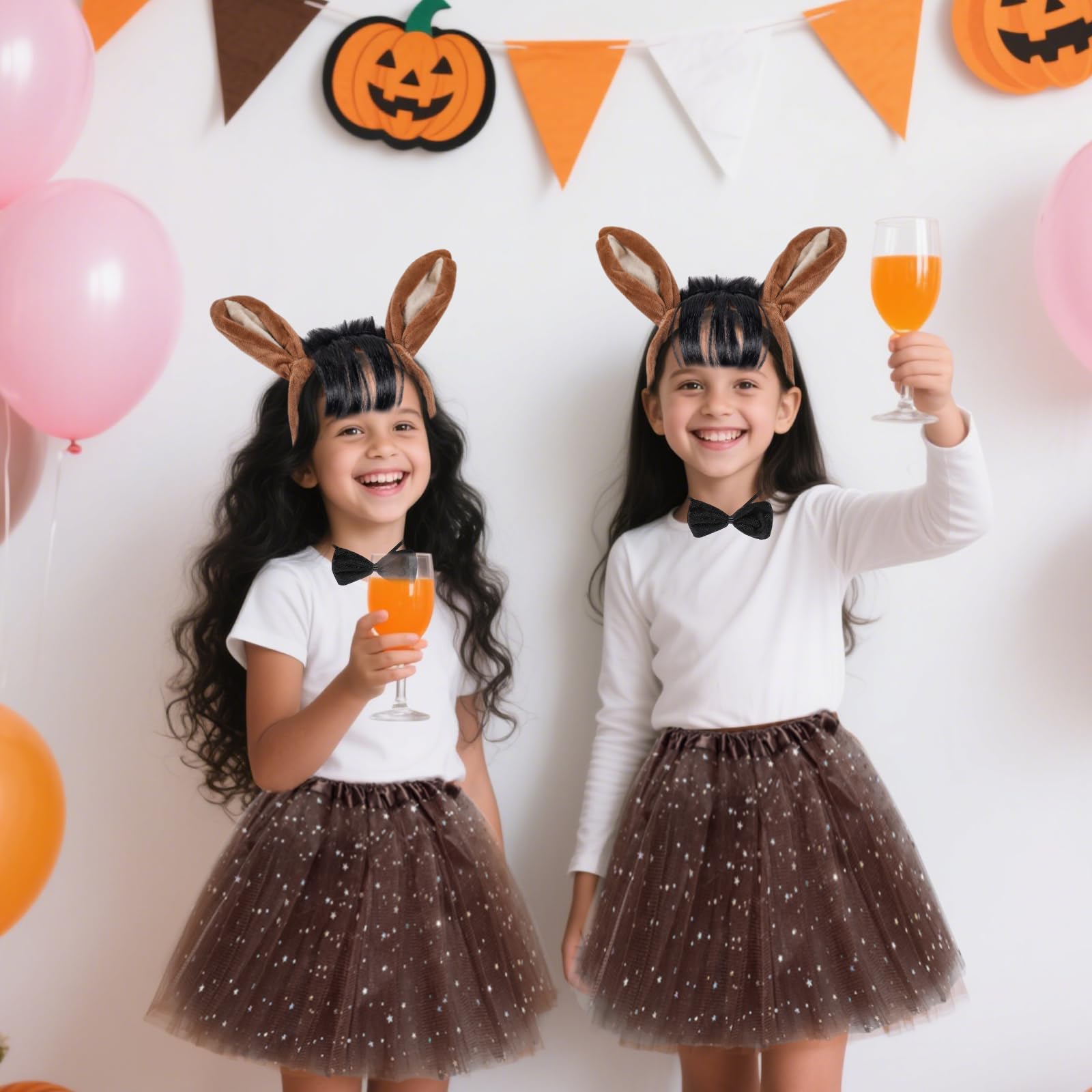 TUONYIS 4 Pieces Brown Horse Costume Set,Hair Band Tail Bow Tie Star Skirt Suit Set,Dress Up Donkey Horse Animal Accessories,for Kid Christmas Children's Day Farm Party Halloween(Brown) - Image 4
