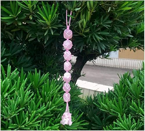 Miniatura 4 de Adornos colgantes de cuarzo rosa de cristal natural hechos a mano para decoración del hogar, adorno de Feng Shui, adorno de yoga, meditación,