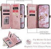 Vista 3 de Defencase Funda tipo cartera compatible con Motorola Moto G Stylus 5G 2023 con bloqueo RFID, cierre de cremallera, tarjetero de piel sintética suave