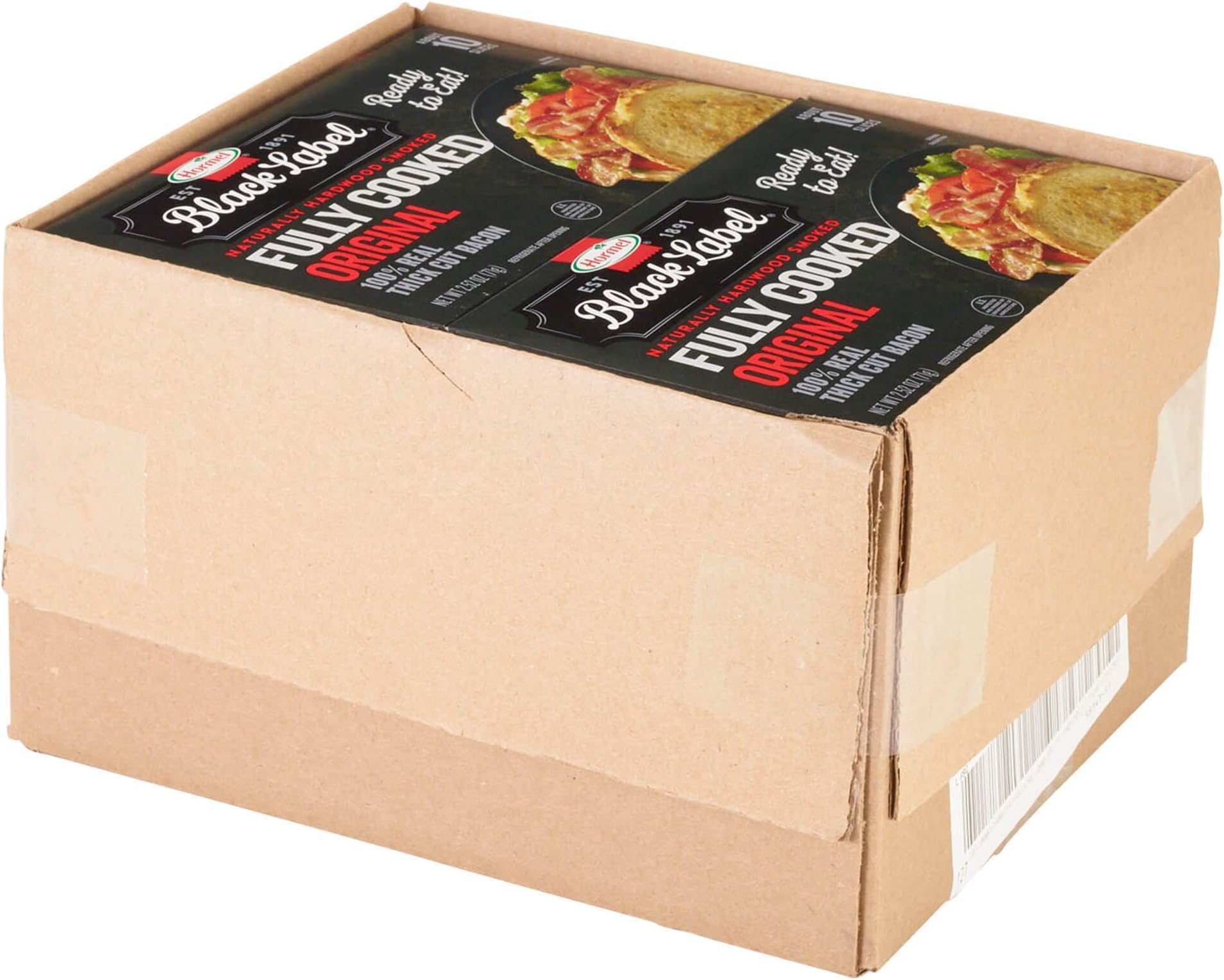 HORMEL BLACK LABEL Bacon Thick Cut, Fully Cooked Bacon, Gluten-Free Breakfast Option, 2.52 Oz (Pack of 12)