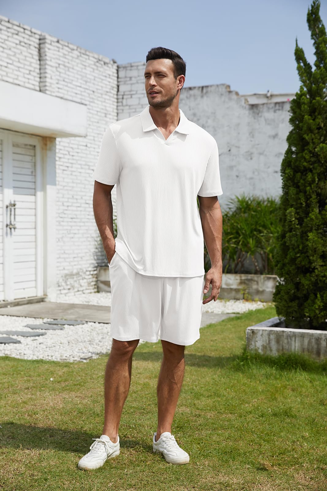 Chándal de verano para hombre, traje deportivo de 2 piezas, camiseta de manga corta, pantalones cortos, traje de ocio para todos los días