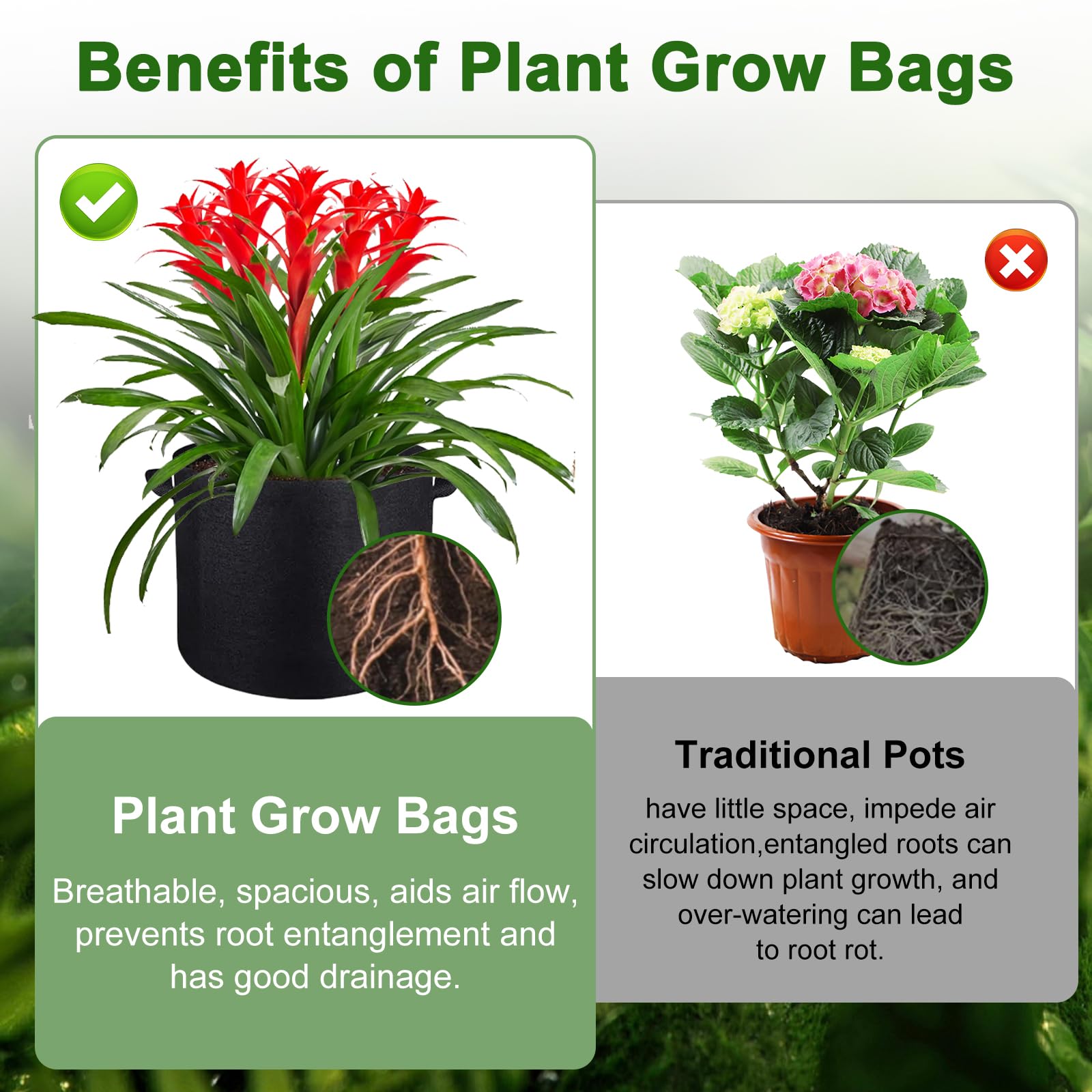 Lot de 10 sacs de culture pour légumes, sacs de culture de 37 litres, pots en tissu non tissé épais avec poignées, conteneurs de culture pour légumes et fleurs