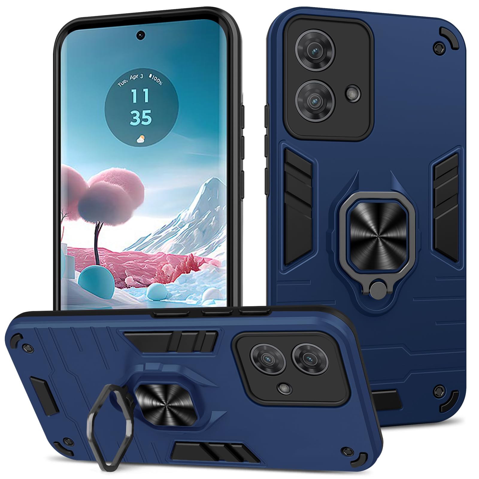 Funda para Samsung Galaxy A13 4G con Cristal Templado Protector Pantalla, Carcasa Antigolpes con Soporte anular metálico, Case Protectora de Grado Militar, Negro — view 77