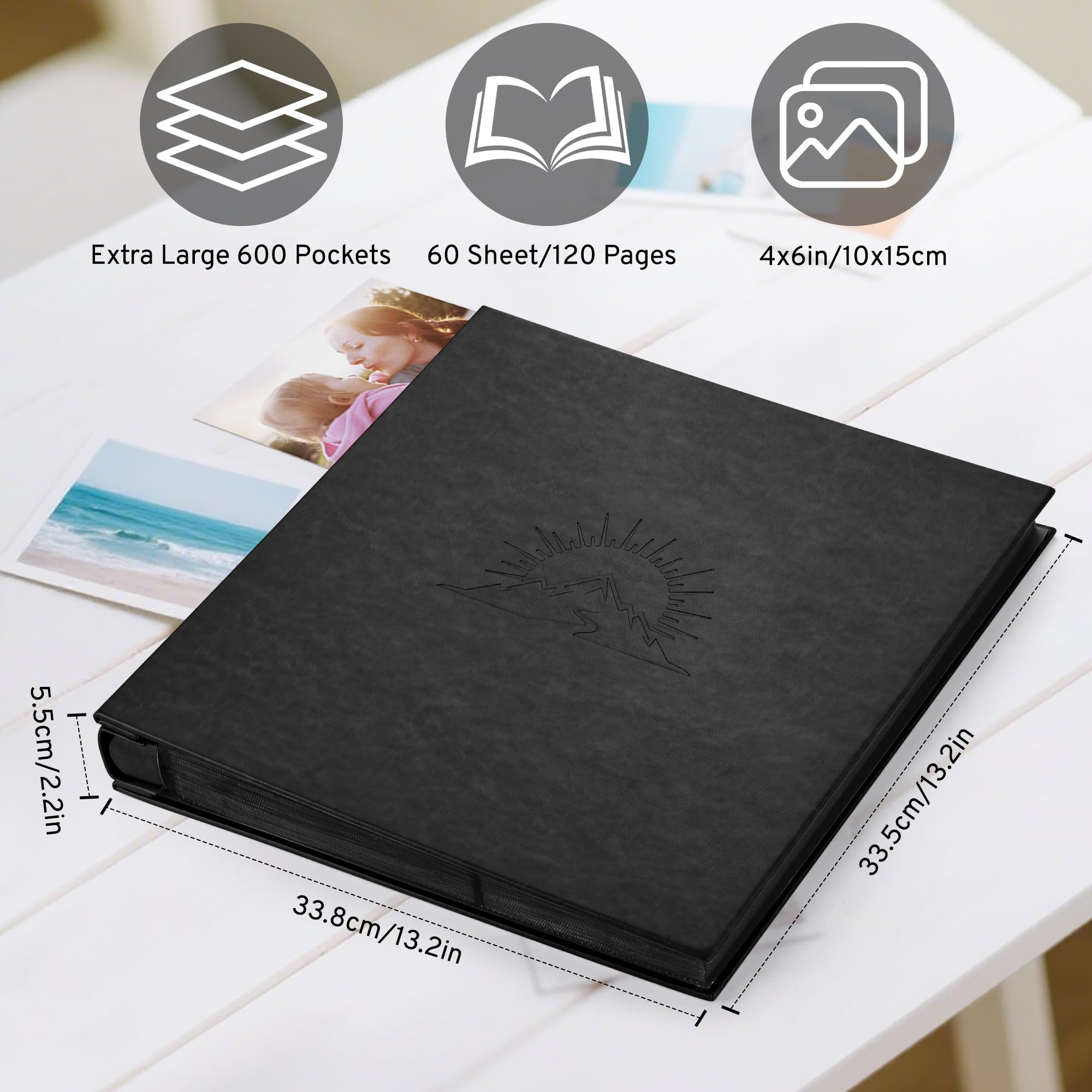 DazSpirit Photo Album 6x4 600 Pockets, Leather Cover with Elegant Embossed Pattern - Image 3