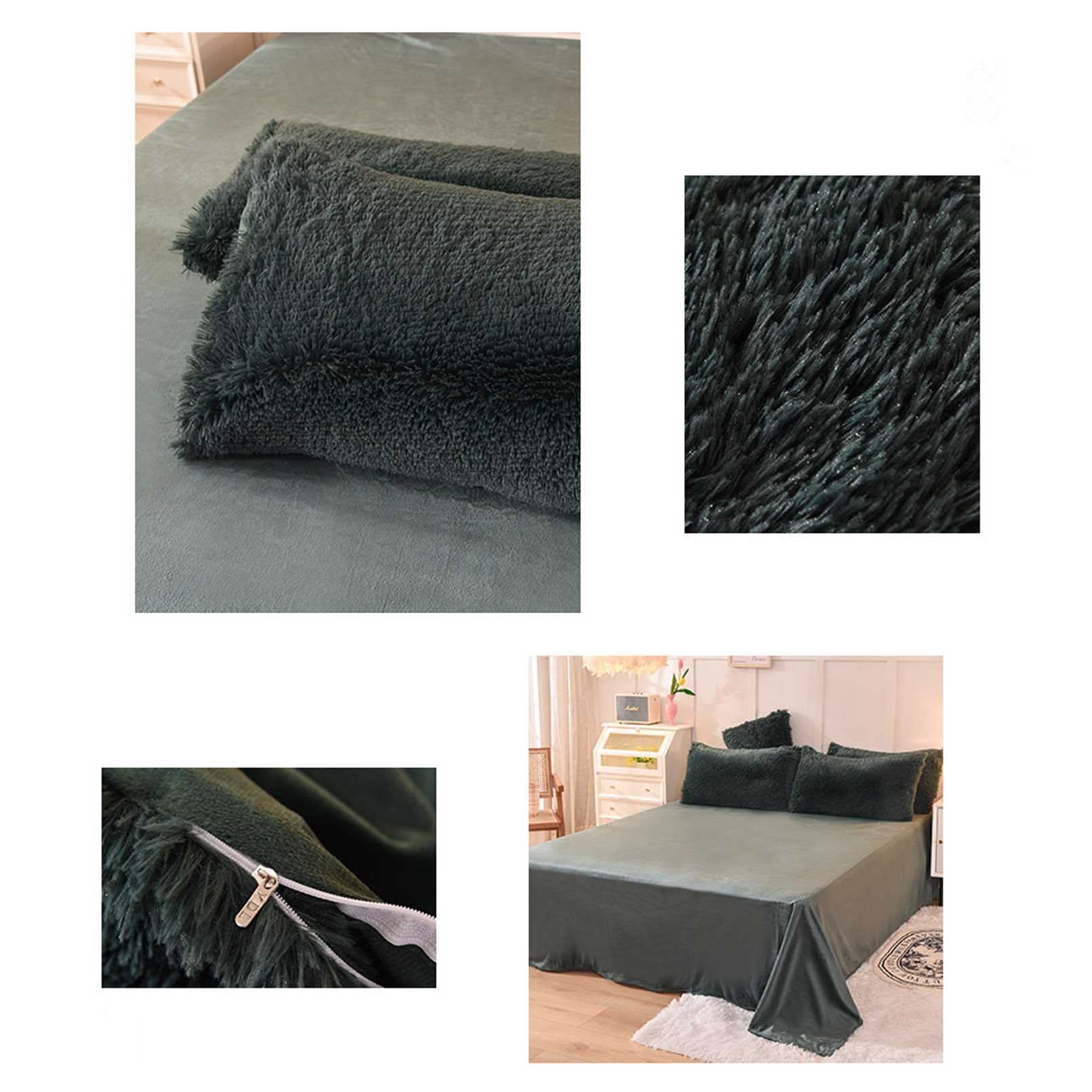 Amazon｜高級豪華なシャギーフェイクファー布団カバーセット、スーパー