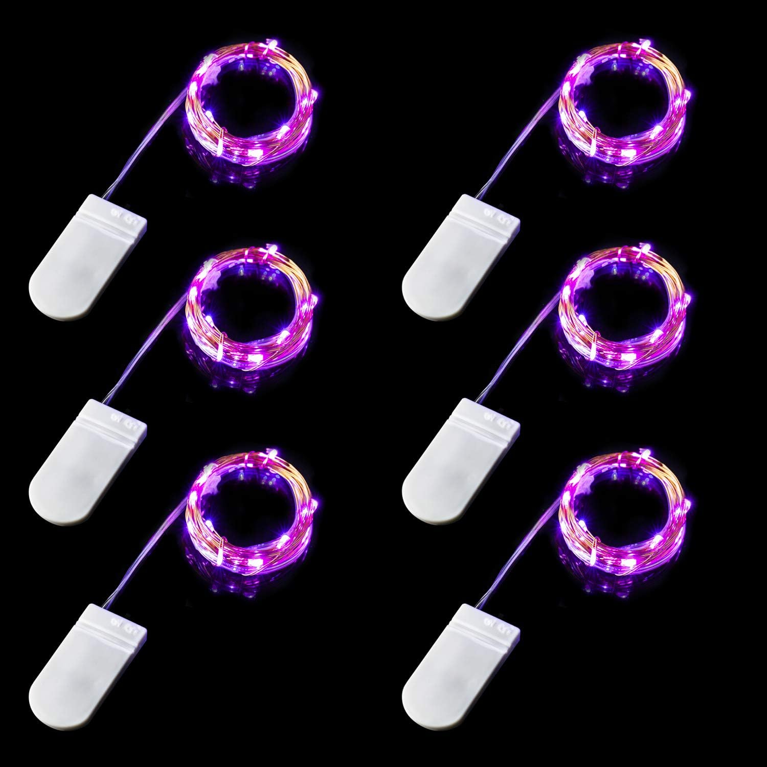 YIHONG Set of 6 String Lights Battery Operated - 7.2ft Fairy Firefly Lights for Indoor Outdoor Party Centerpiece DIY Decor - Purple
