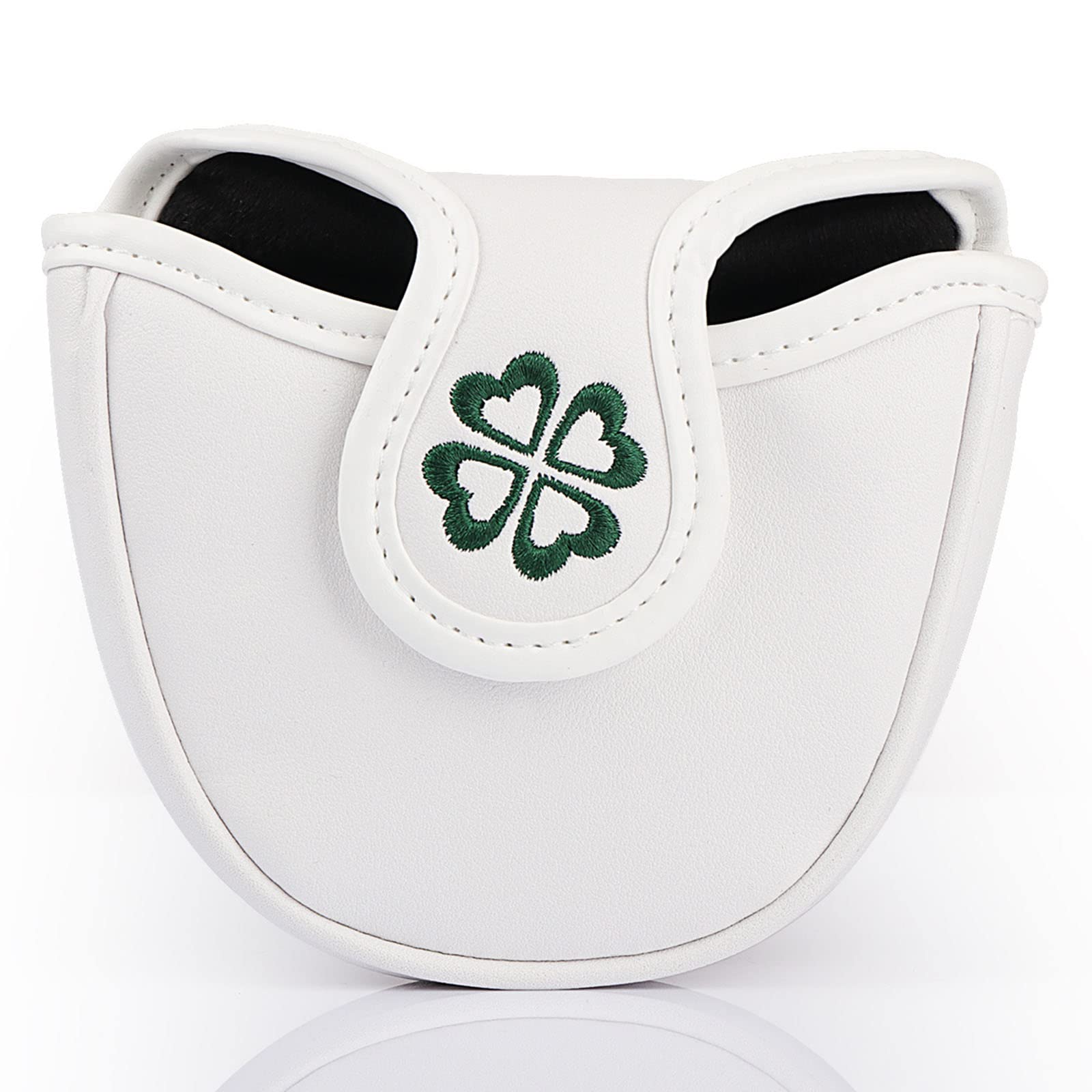 UJEAVETTE Golf Mallet Putter Head Cover Protector Club Headcover Four Leaf White