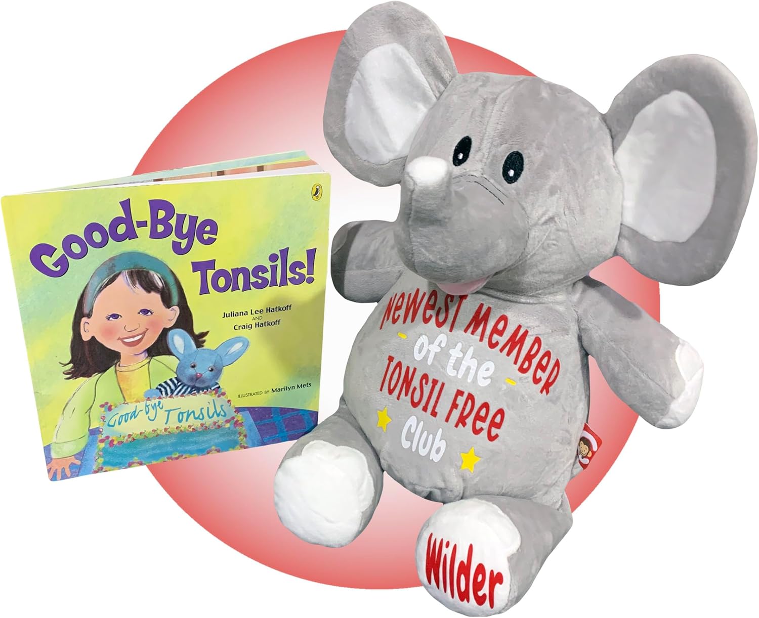 Tonsillectomy Recovery Gift for Kids - Personalized Choice of Stuffed Animal - Included Book About Getting Tonsils Removed - Gifts for Tonsillectomy - Gift for Getting Tonsils Out by Kikilishop