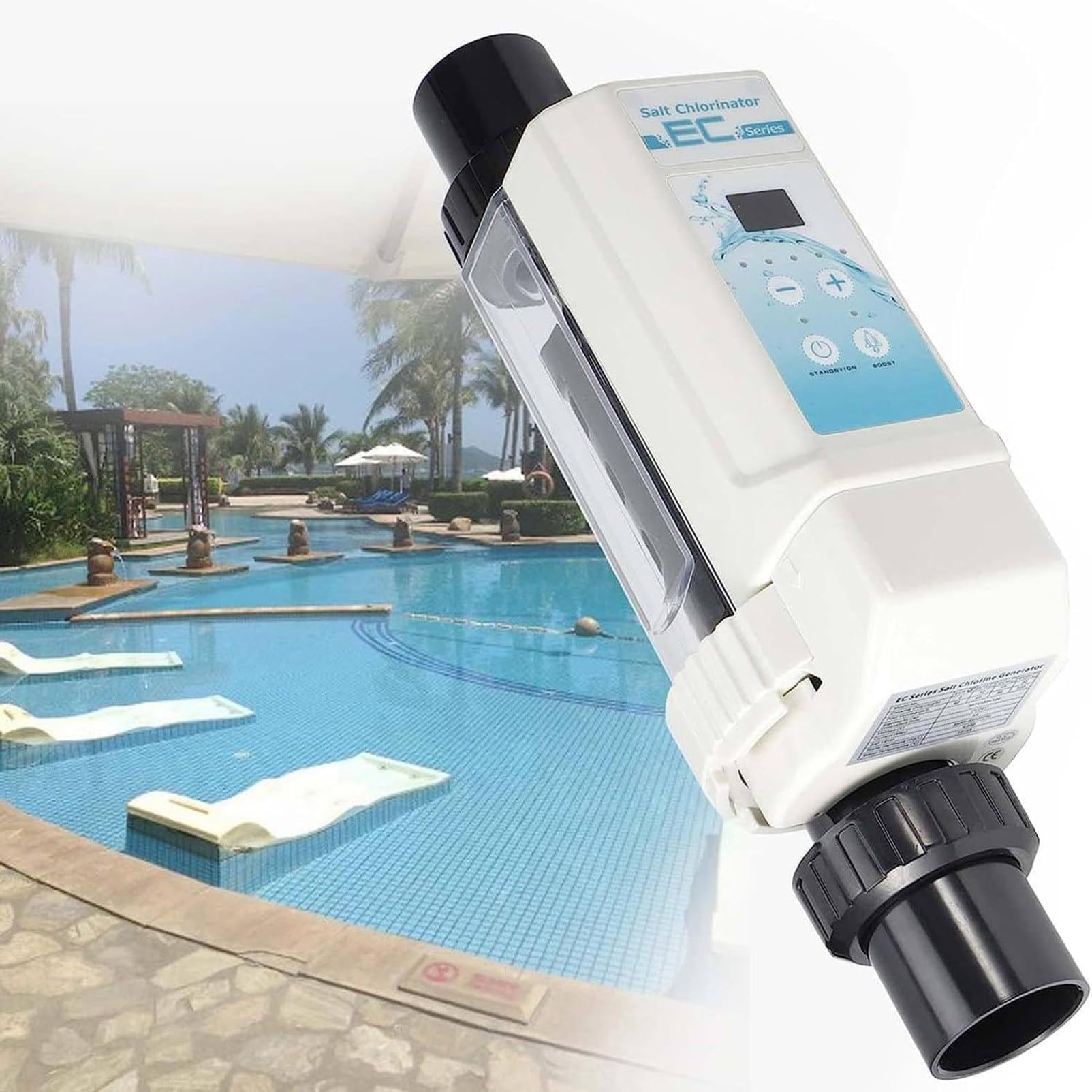 Clorinatore di Sale, Generatore di Cloro Salino per Acqua Salata per Piscina Elettrolisi Dispositivo per Clorinatore di Sale per Piscine, Vasca Idromassaggio Spa 12g/h