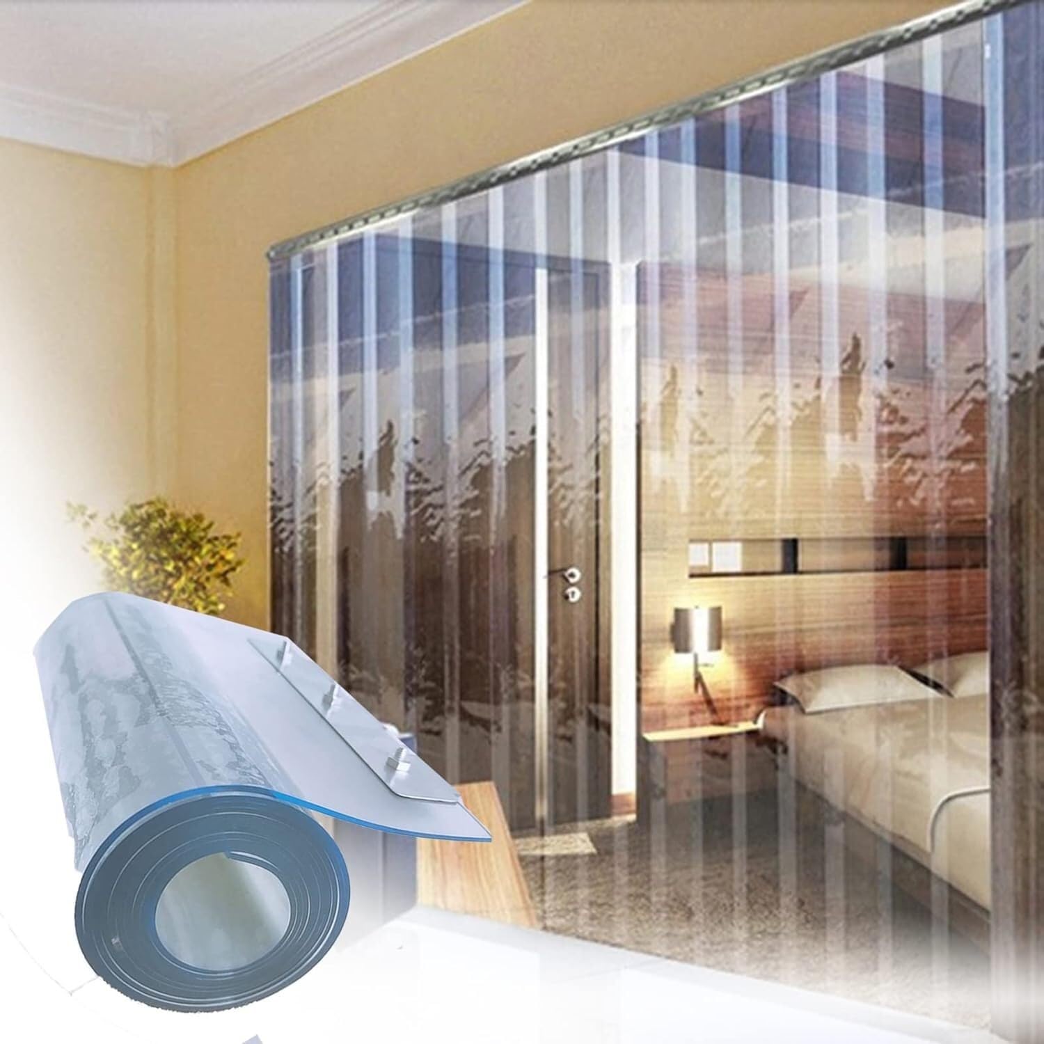 Rideau de porte en PVC anti courant d'air poussière 6 bandes 90cm