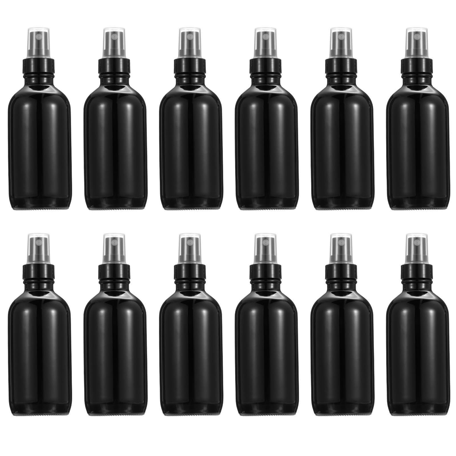 PATIKIL 12pcs 4oz Bouteilles De Pulvérisation En Verre Vide Noir | Buse Anti-Fuites, Brumisateur D'eau Jet, Pour Solutions De Nettoyage, Pour Plantes, Pour Cheveux