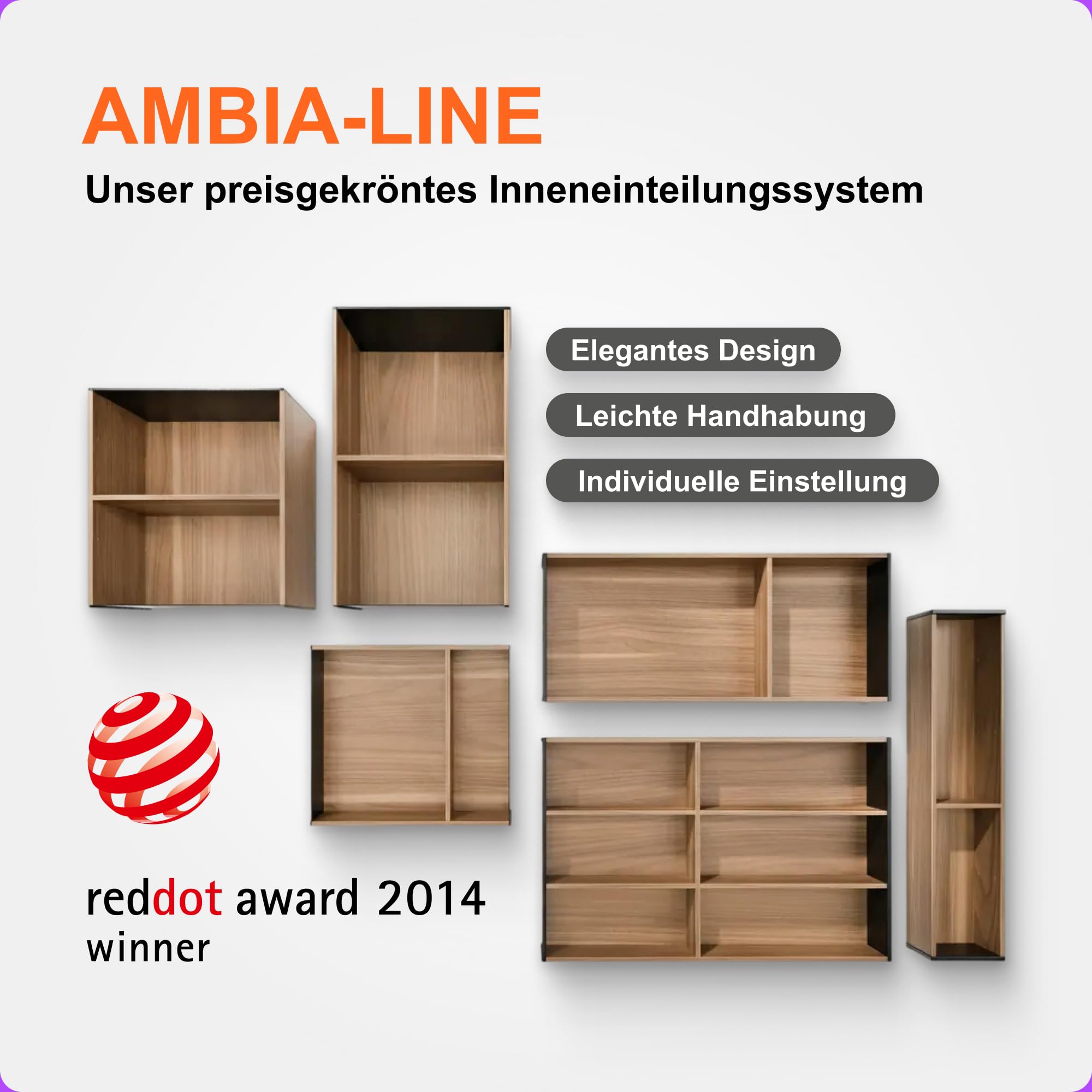 Blum AMBIA-LINE Besteckkasten | Premium Schubladen-Organizer für moderne Küchen & Schränke | schützt, sortiert & ordnet Besteck übersichtlich | mit Antirutschfüßen | 42×30×5 cm | Bardolino Eiche