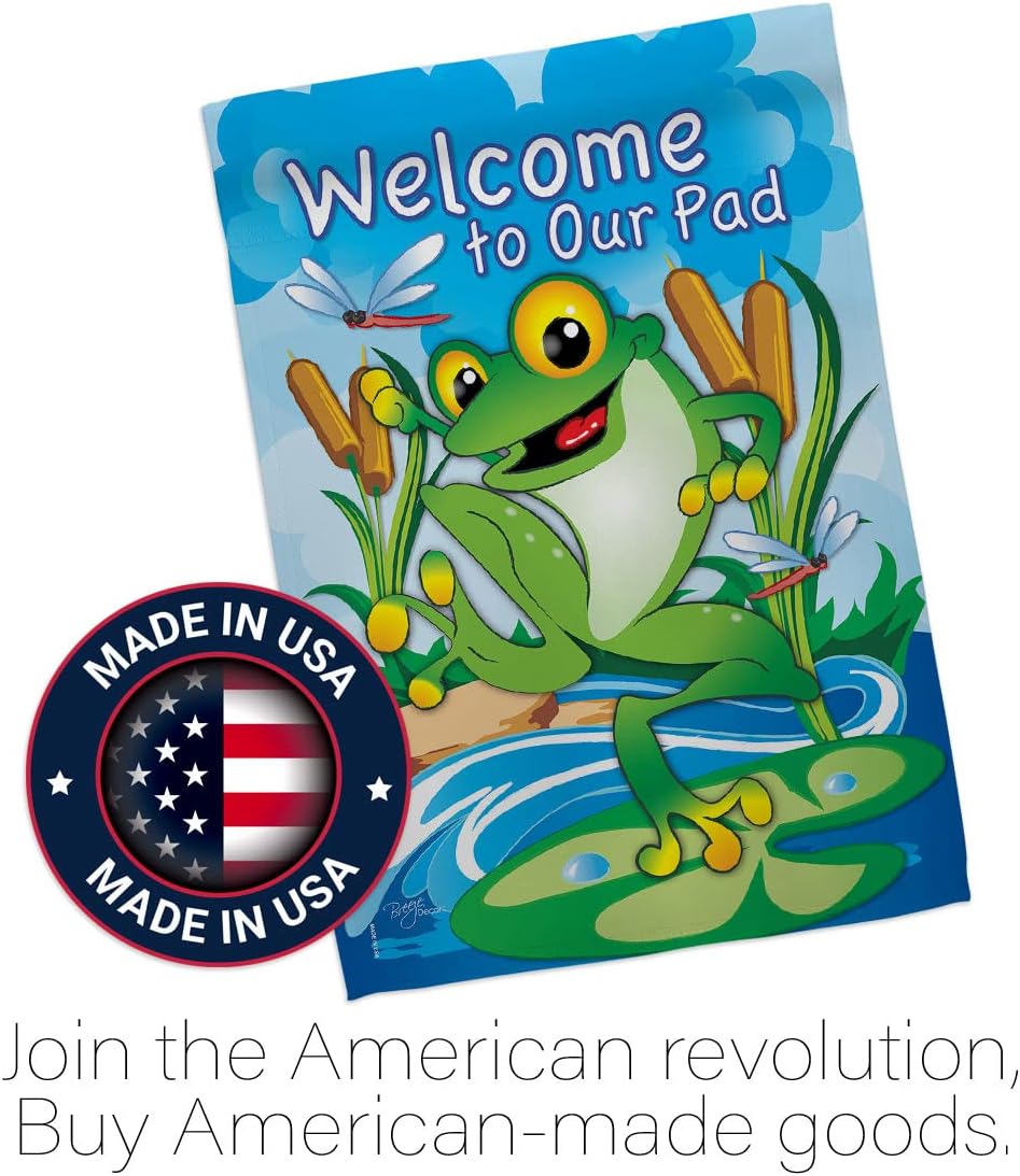 Breeze Decor - Frog Garden Friends - Everyday Impressions Decorative Vertical House Flag 28" x 40"