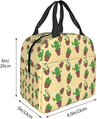 Miniatura 5 de Lonchera con diseño de cactus para mujeres y hombres, con aislamiento, reutilizable, organizador de almuerzo, impermeable, bolsa de mano refrigerante