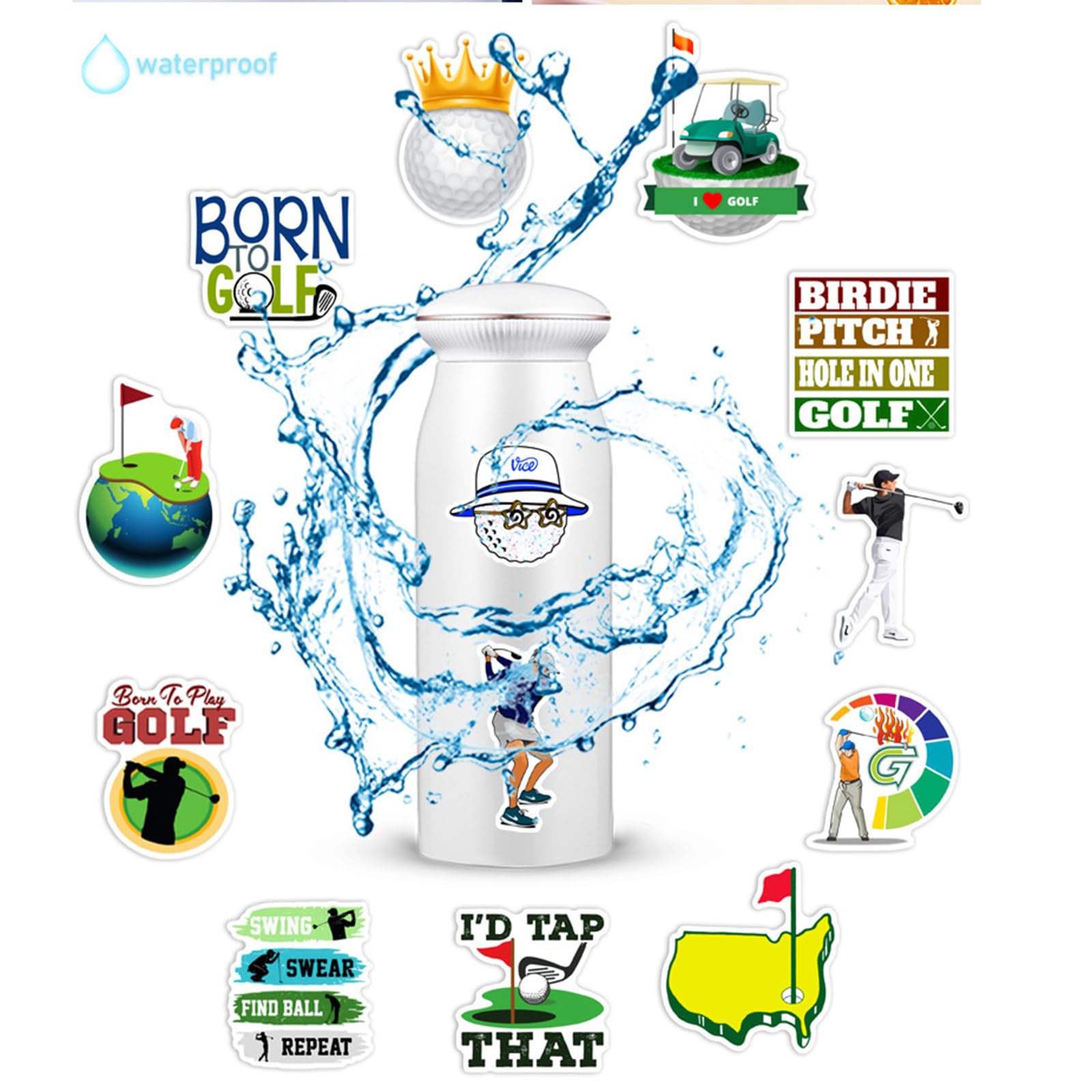 Golf & Sport Aufkleber-Set – 50 Stück Vinyl-Aufkleber, Wasserdicht, Für Wasserflaschen, Laptops & Mehr