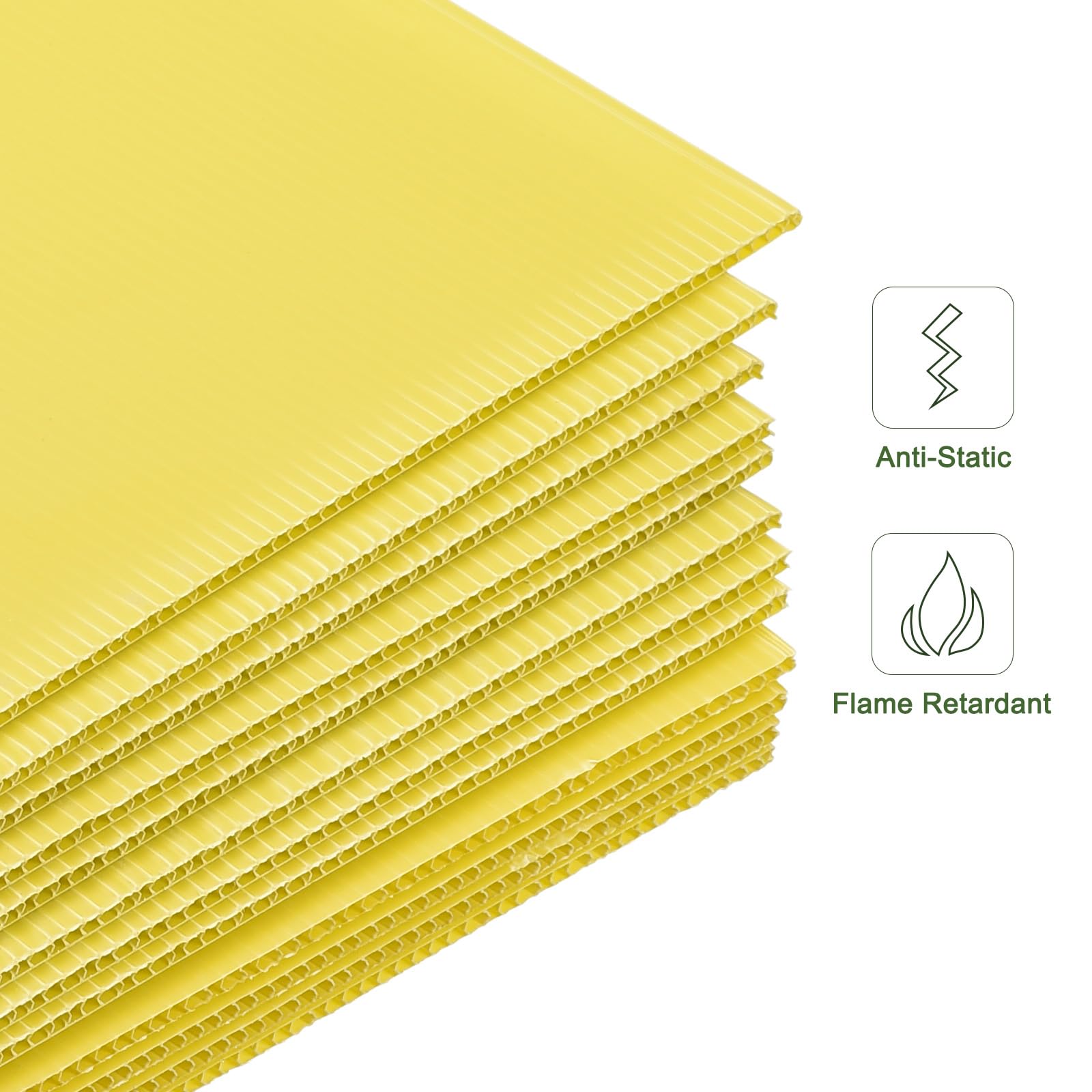 10 Fogli Di Plastica Ondulata 4mm 30x45cm - Gialli - Cartelli Fai Da Te Per Esterno E Interno