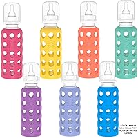 Vista 7 de Lifefactory Biberón de vidrio sin BPA Funda protectora de silicona 4 oz9 oz paquete de 2 Frambuesa, rosa