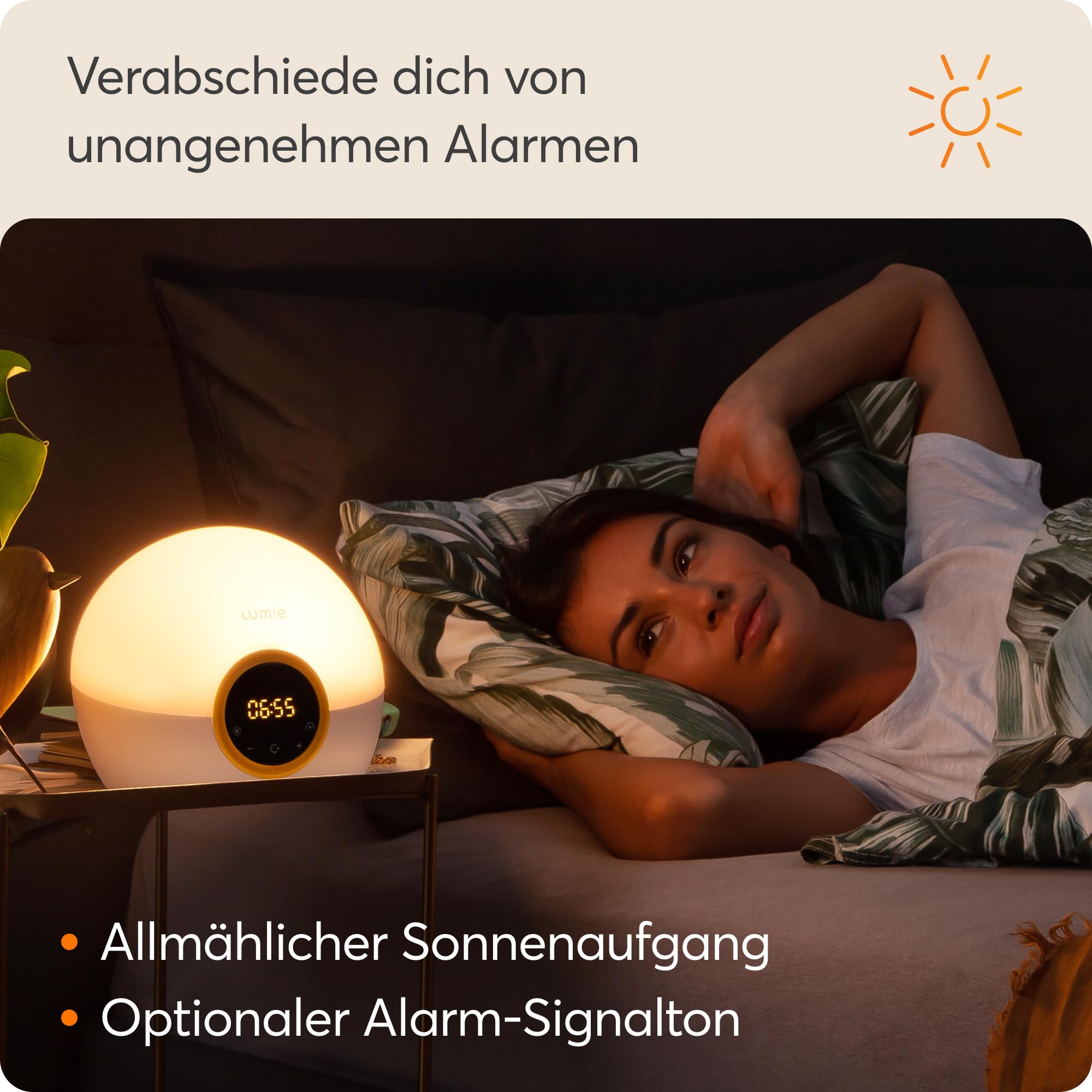 Lumie Bodyclock Rise 100 Weckwecker mit Sonnenaufgang und Sonnenuntergang, Weiß