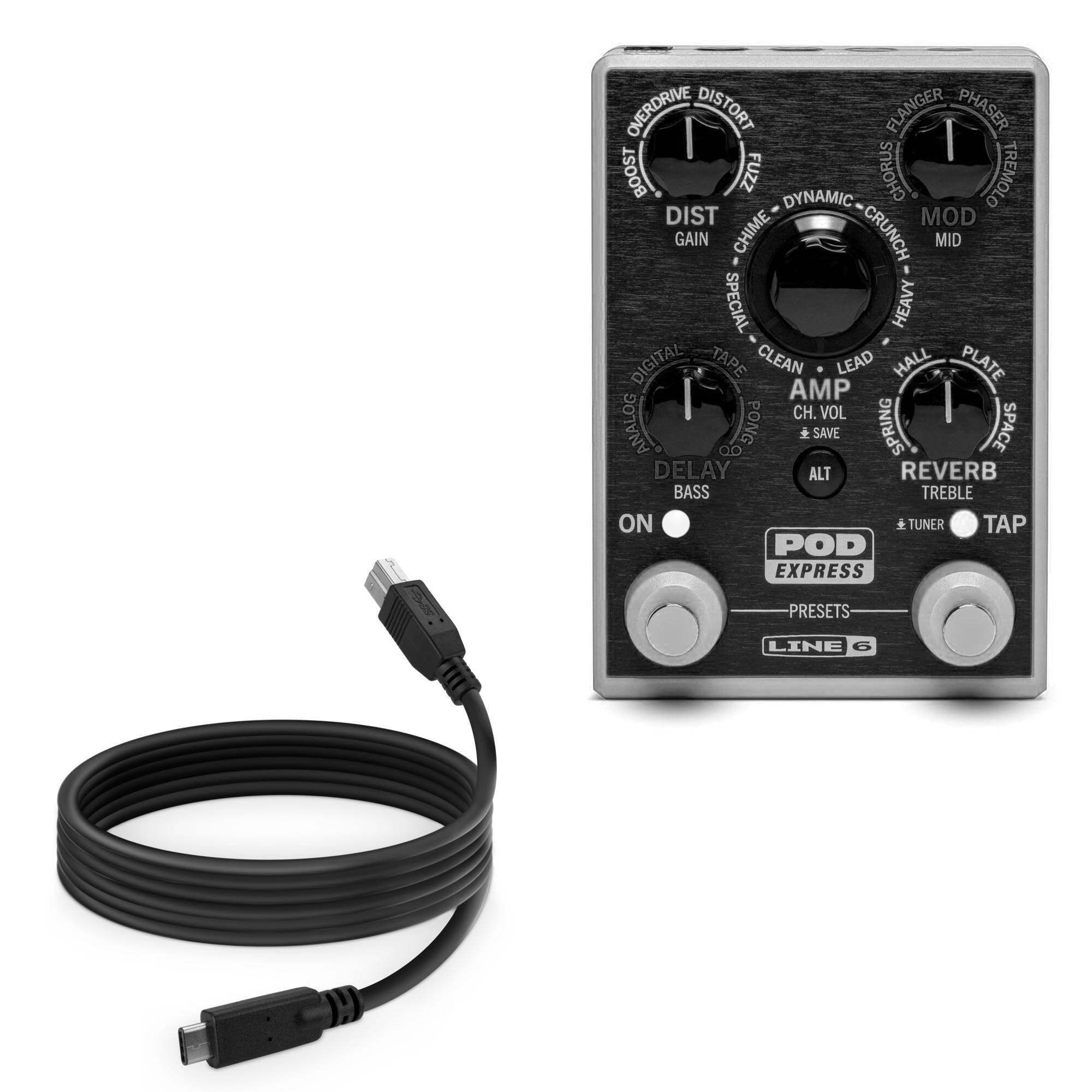 BoxWave Cable Compatible With Line 6 POD Express - DirectSync - USB B to USB 3.1 Type C, USB B to C Sync Cable - 6ft - Black