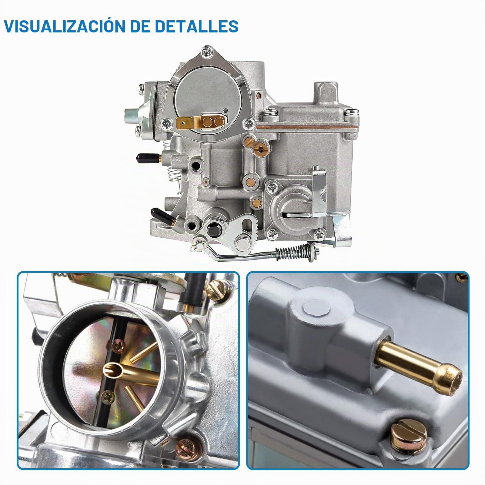 34 PICT-3 EMPI 12V Carburador con hardware compatible con VW Kaefer Cabrio Transporter T1 T2 1966 – 1979, repuesto para 113129031K 113129031N