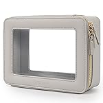 Aveniee Clear Makeup Bag Organizer,Large Travel Toiletry Bag for Women, Waterproof Cosmetic Pouch with Zippers,Car Organizers and Storage Case for Accessories,Grey