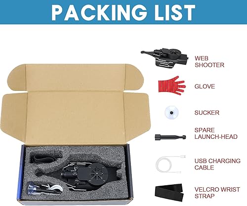 Miniatura 9 de Tiradores de telaraña, lanzador de telarañas con guantes, acción realista de telaraña, juguete de superhéroe seguro y divertido para hombres y