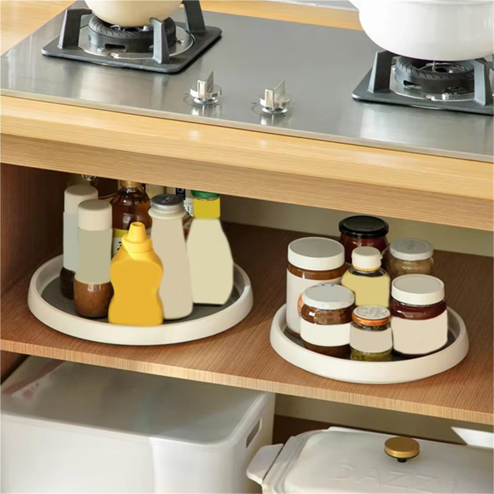 Estante giratorio for condimentos, 2 unidades, multifunción, for despensa, organizador de cosméticos, accesorios cocina, bandeja for herramientas para Nevera, Cocina(3.4x25cm)