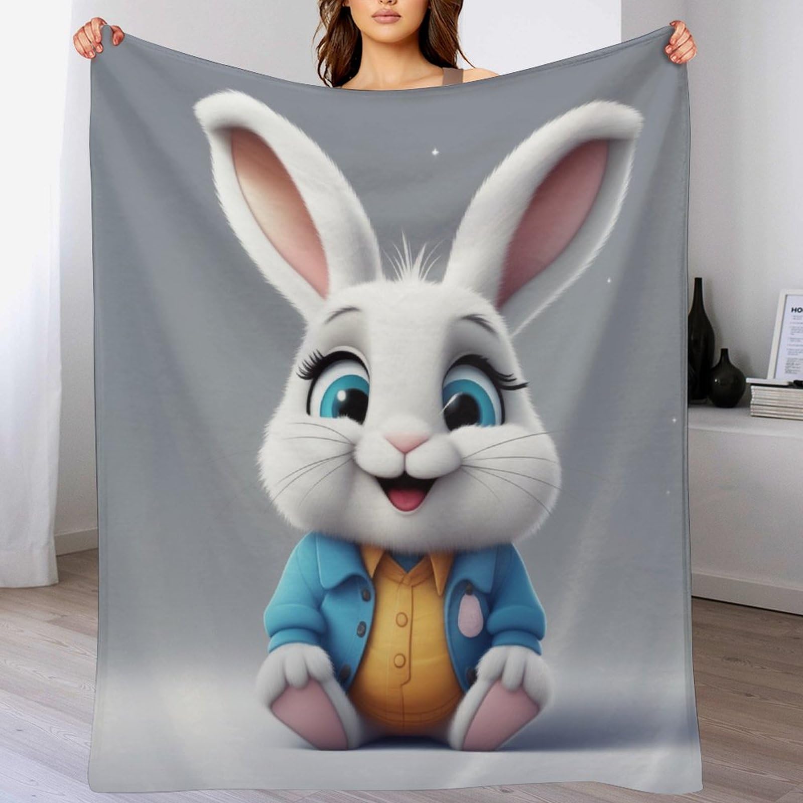 Couverture polaire légère anti-froid flanelle douce lapin mignon