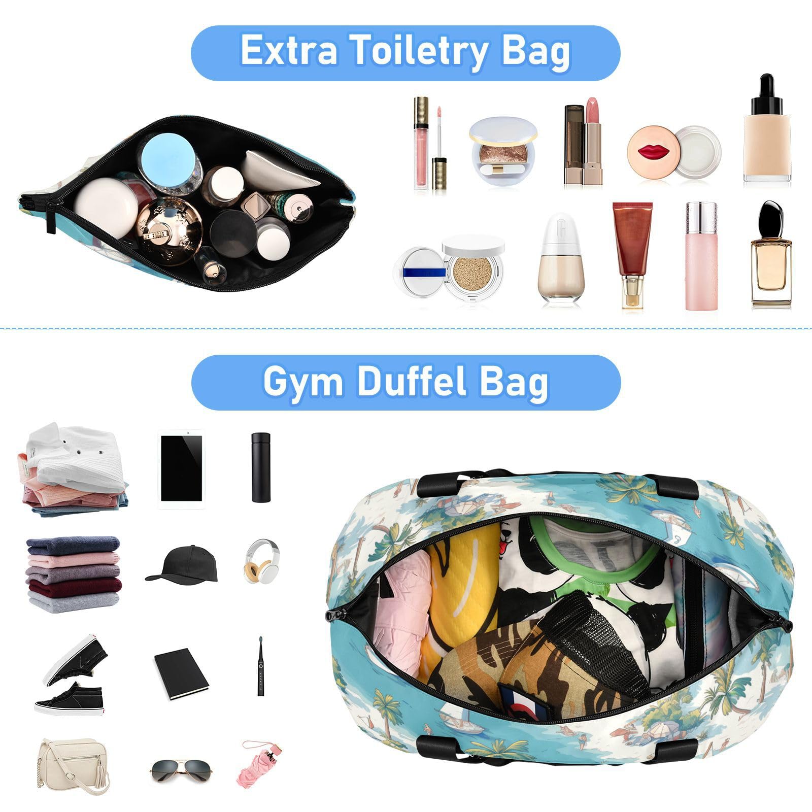 Borsone da spiaggia blu argento con tasca bagnata tracolla regolabile grande borsa da palestra per sport multifunzionale per uomini donne
