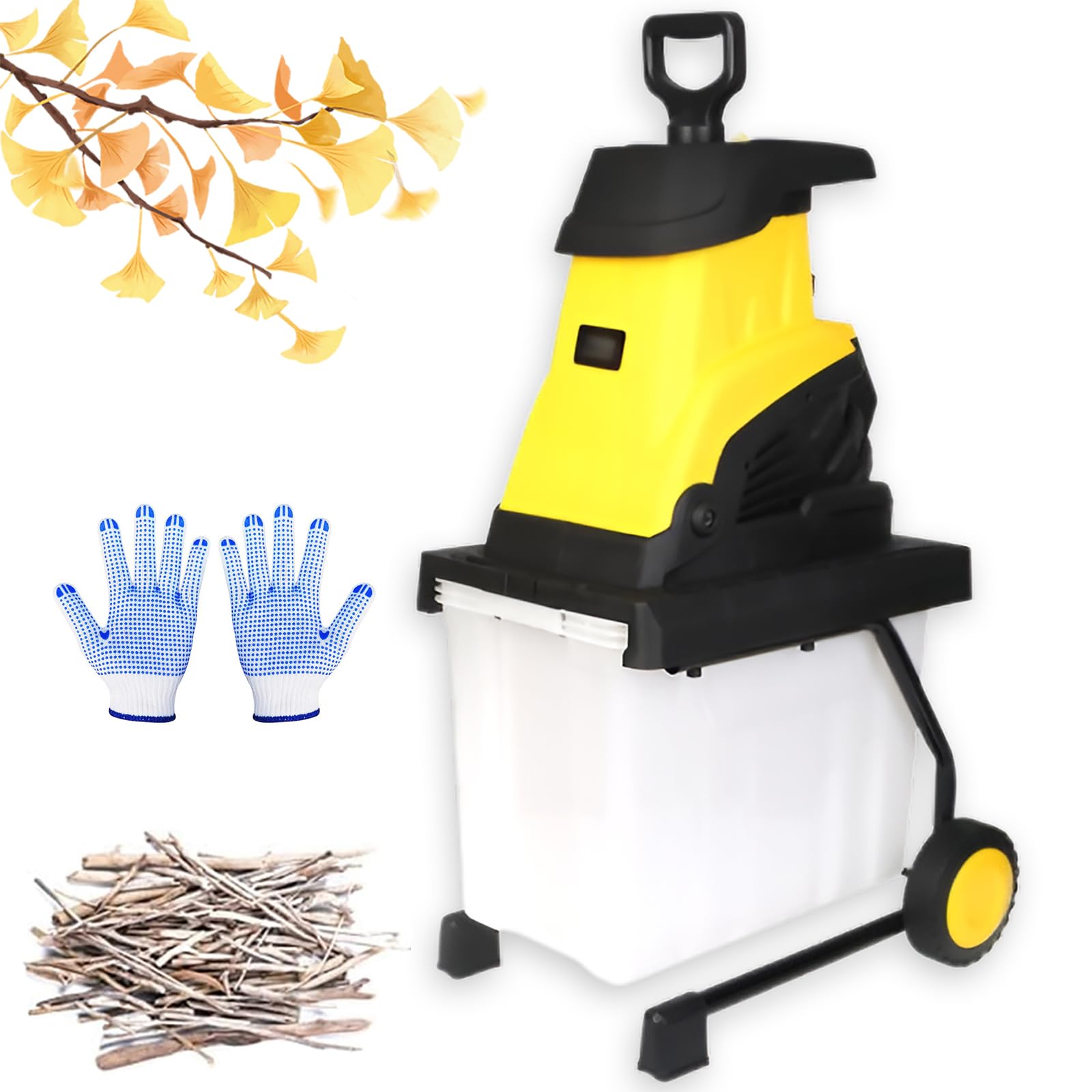 Biotriturador de jardín eléctrico para reducir restos de poda con caja 45L