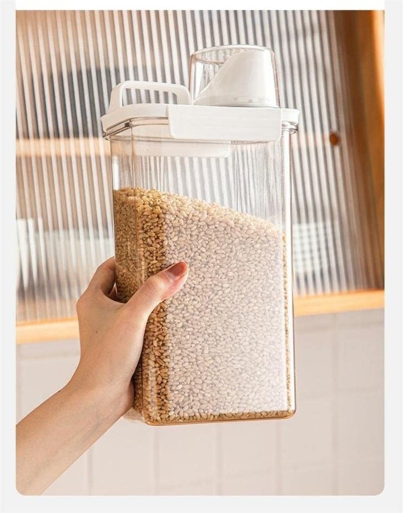 Rice bucket vacuum single person living rice storage container rice bucket with rice cylinder vacuum rice cylinder fashionable rice cylinder transparent (1800ML)