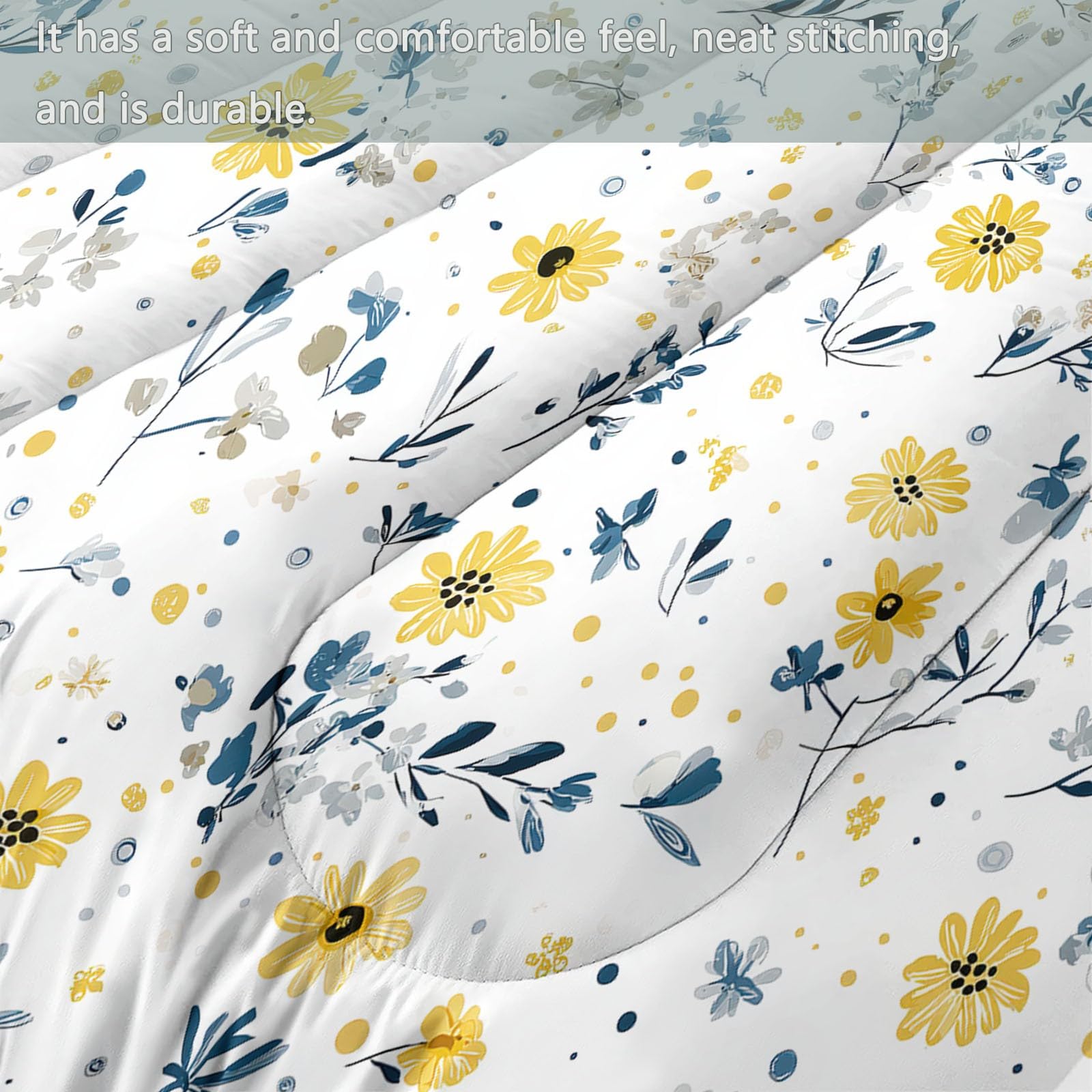 Exquisite Blumen Ganzjahresdecke, 4 Jahreszeiten Waschbare Bettdecke Ohne Bezug, Wendbare Tagesdecke aus Mikrofaser, beidseitig verwendbar, 135x200 cm, Weiß