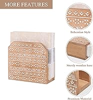 Vista 5 de NIKKY HOME Servilletero de madera bohemia para encimera de granja