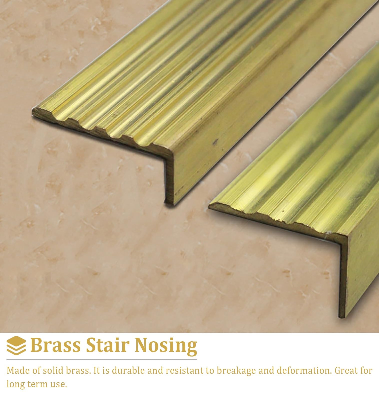 Perfil de Transición para Suelo Moldura Antideslizante para Escaleras Moldura en Forma de L, Barra Protectora para Bordes de Escalones Latón, Tira de Moldura para Esquinas de Escaleras para Pisos de B