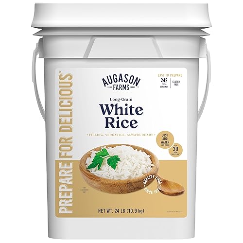 Augason Farms Cubo de almacenamiento de alimentos de emergencia de arroz blanco de grano largo 24 libras Augason Farms Cubo de almacenamiento de alimentos de emergencia de arroz blanco de grano largo 24 libras