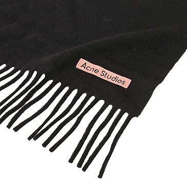 Acne Studios フリンジスウールスカーフ マフラー ブラック Acne Studios - フリンジウールスカーフ - ナロー - ブラック