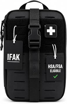 MY MEDIC MyFAK Standard Tactical IFAK & AFAK First Aid Kit - HSA FSA Items - Built in USA - Medical Supplies & Combat Medic Kit for Car, Truck, Vehicle & EDC Emergencies - Tactical Medical Bag, Black