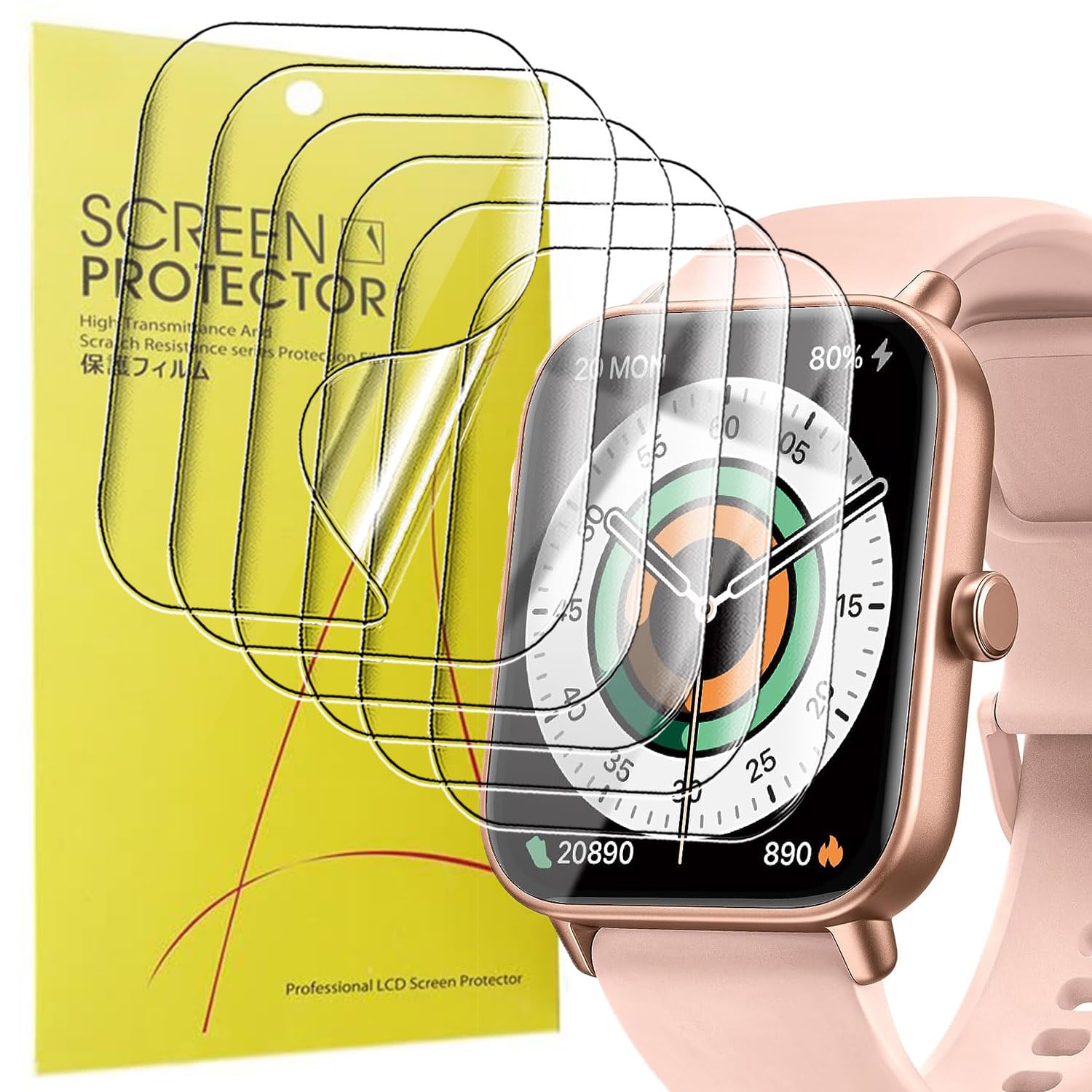 BlueshaweuScreen Protector Compatible with IDW19 Smartwatch 1.8 Inch, HD Clear Flexible TPU Screen Protector [Pack of 6] for Gydom IDW19 / Gardien IDW19 / ENOMIR IDW19 / Yoever IDW19 Smartwatch