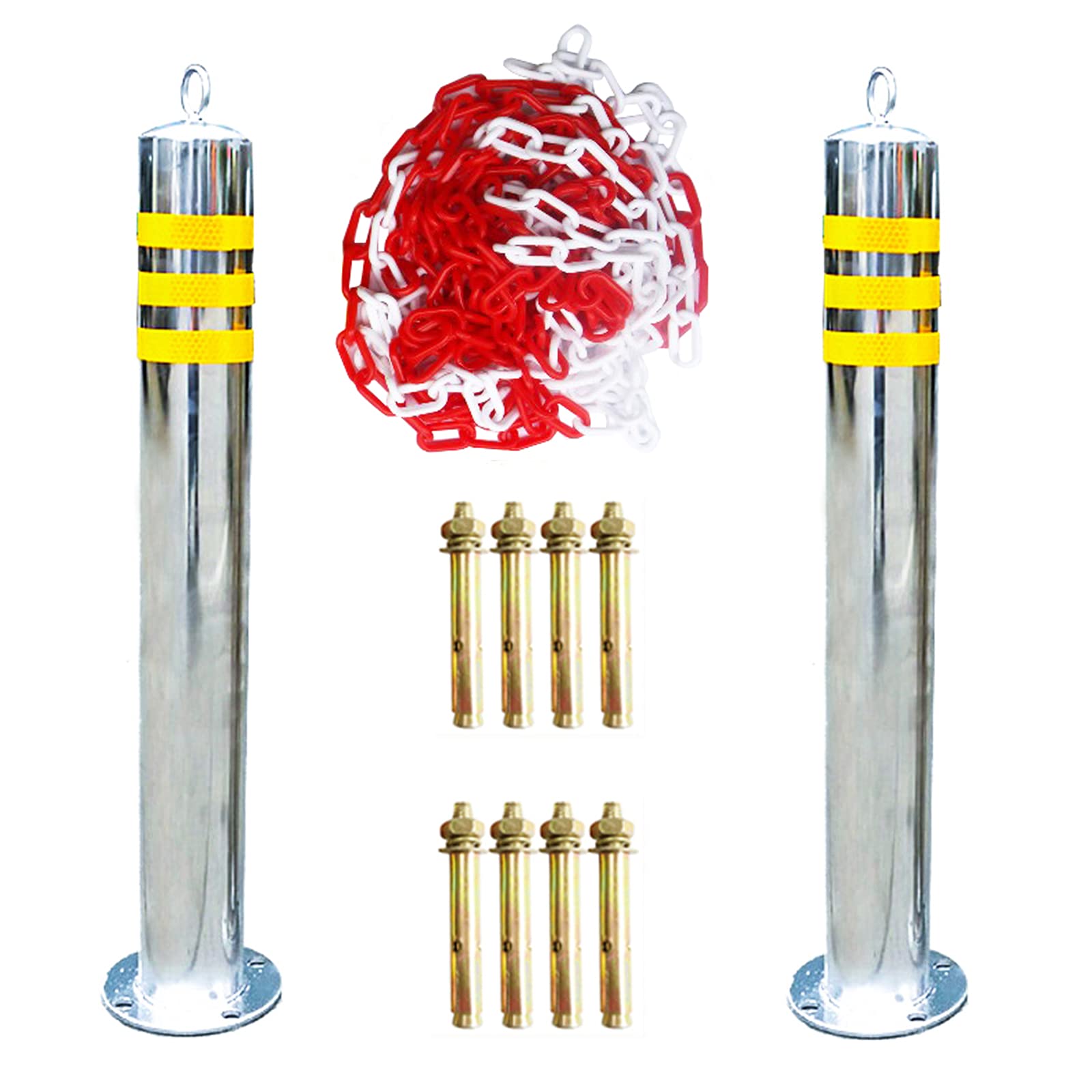 HCZKIUJY Parking Bollards Heavy Duty Safety Barrier Reflective Road Markers for Driveway,Traffic Cones Parking Locks Parking Piles (800x76mm)