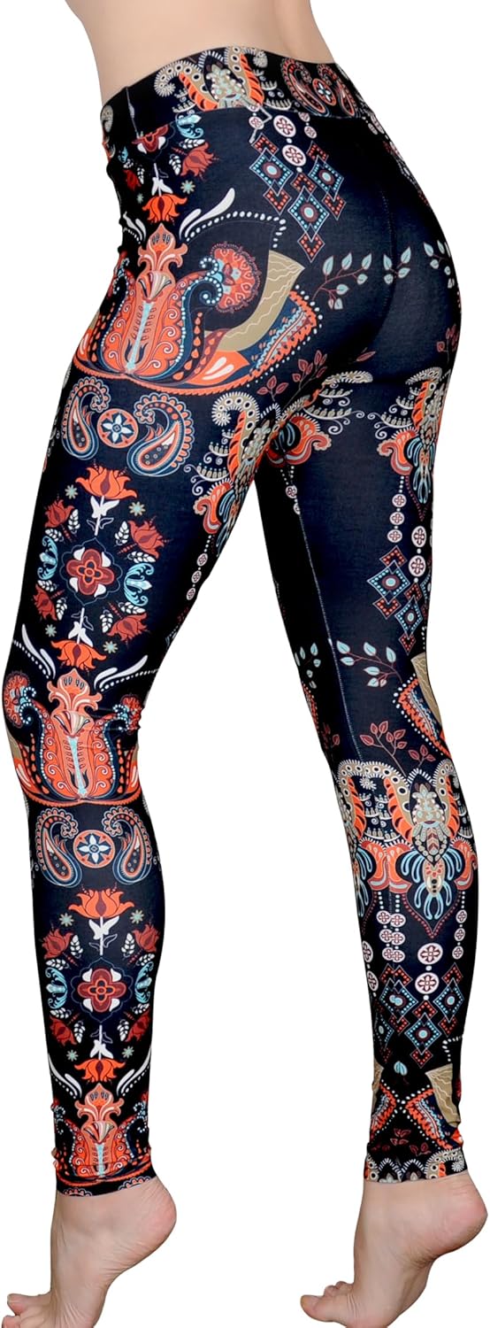 Comfy Yoga Pants - High Waisted Yoga Leggings with Bohemian Print - Extra Soft - Dry Fit