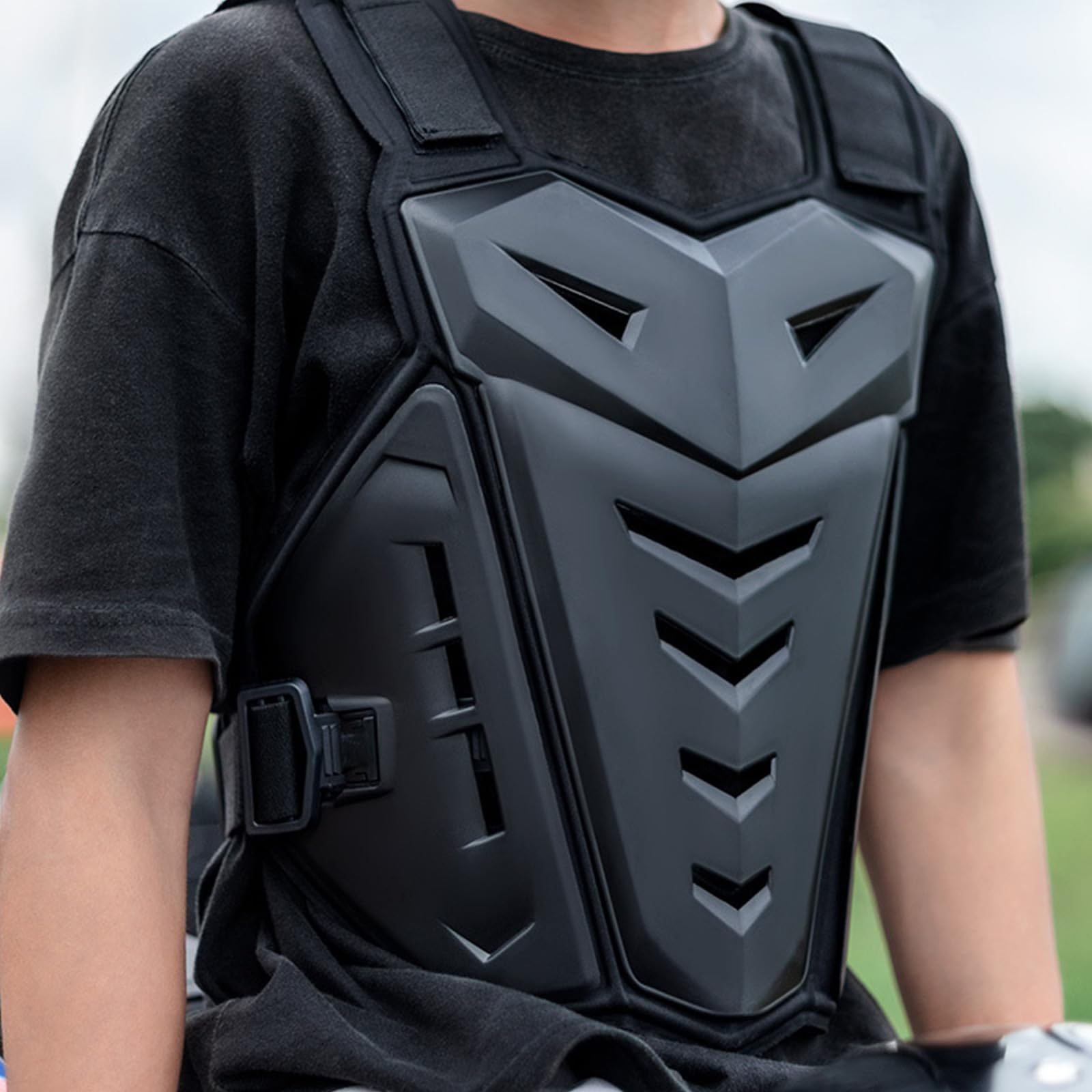 Protector de espalda flexible para motocross con acolchado de espuma y correas ajustables, protector de pecho transpirable para motocross con fuerte