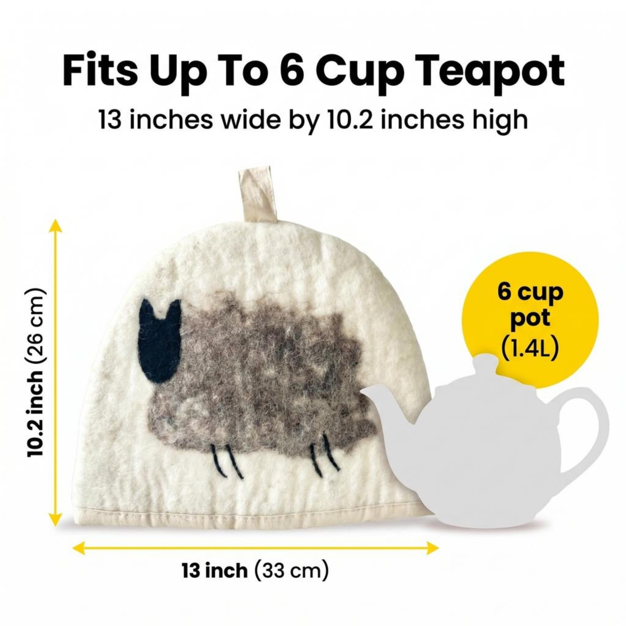 Glaciart One Funda de Tetera de Lana - Forma de Cúpula, para Tetera o Prensa Francesa, Hecha a Mano, Lana Natural, Mantiene Calor 2 Horas